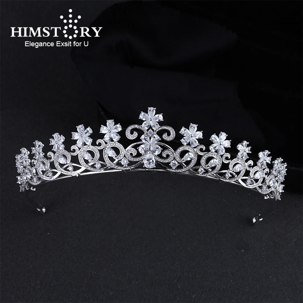 Himstory Luxury Bridal Headband For Wedding Hair Jewelry Headpiece CZ Zirconia Bride Crowns Tiaras For Women Diadem Party Prom