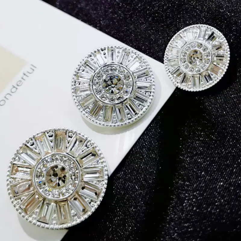 Vintage-Strass-Metallknöpfe, luxuriöser Diamant-Mantel, Jacke, Anzug, Windjacke, Kleidung, dekorative Knöpfe für Damen, 6 Stück – Detail 3