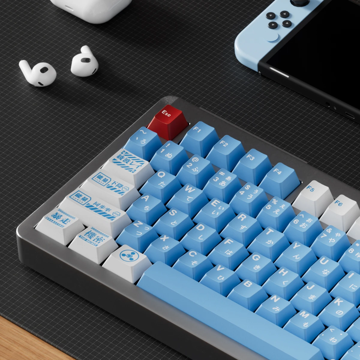 Teclas de teclado mecánico EVA, juego completo grande azul de sublimación PBT, altura original de cereza