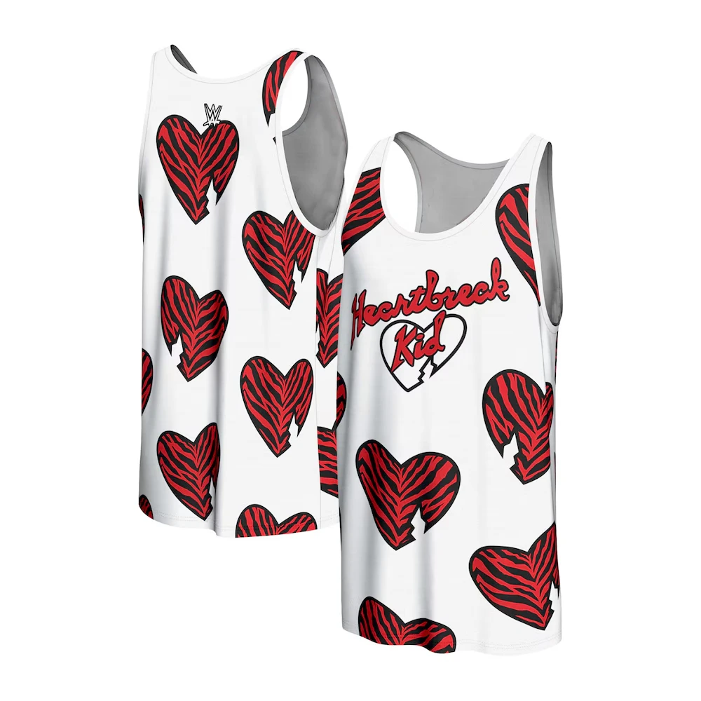 

2025 Shawn Michaels ProSphere WrestleMania 10 Heart Tank Top Мужская WWE 3d жилет Молодежные детские фанаты борьбы Must Have Футболка унисекс