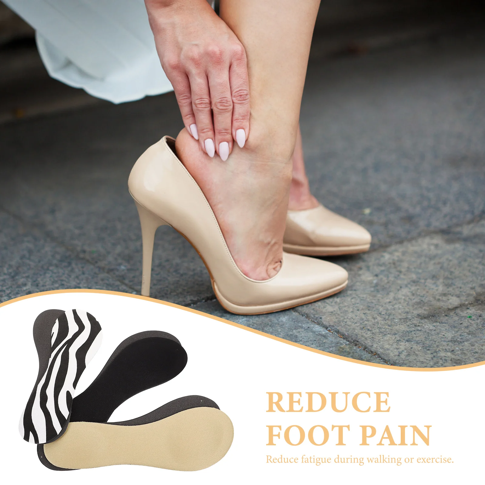 3 Pairs Insoles for High Heels Sweat-absorbing Shoe Sponge Three-point Shock-reduction Cushion Sports Polyurethane