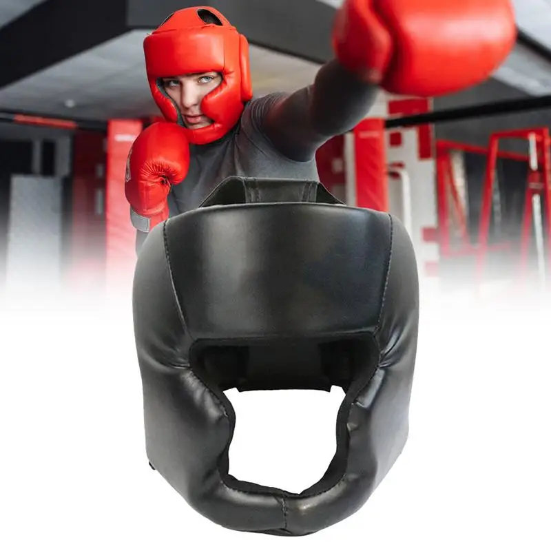 1pc Full-covered Pu Boxing Helmet Kids Adults Muay Thai Training Sparring Boxing Headgear Gym Equipment Taekwondo Head Guard