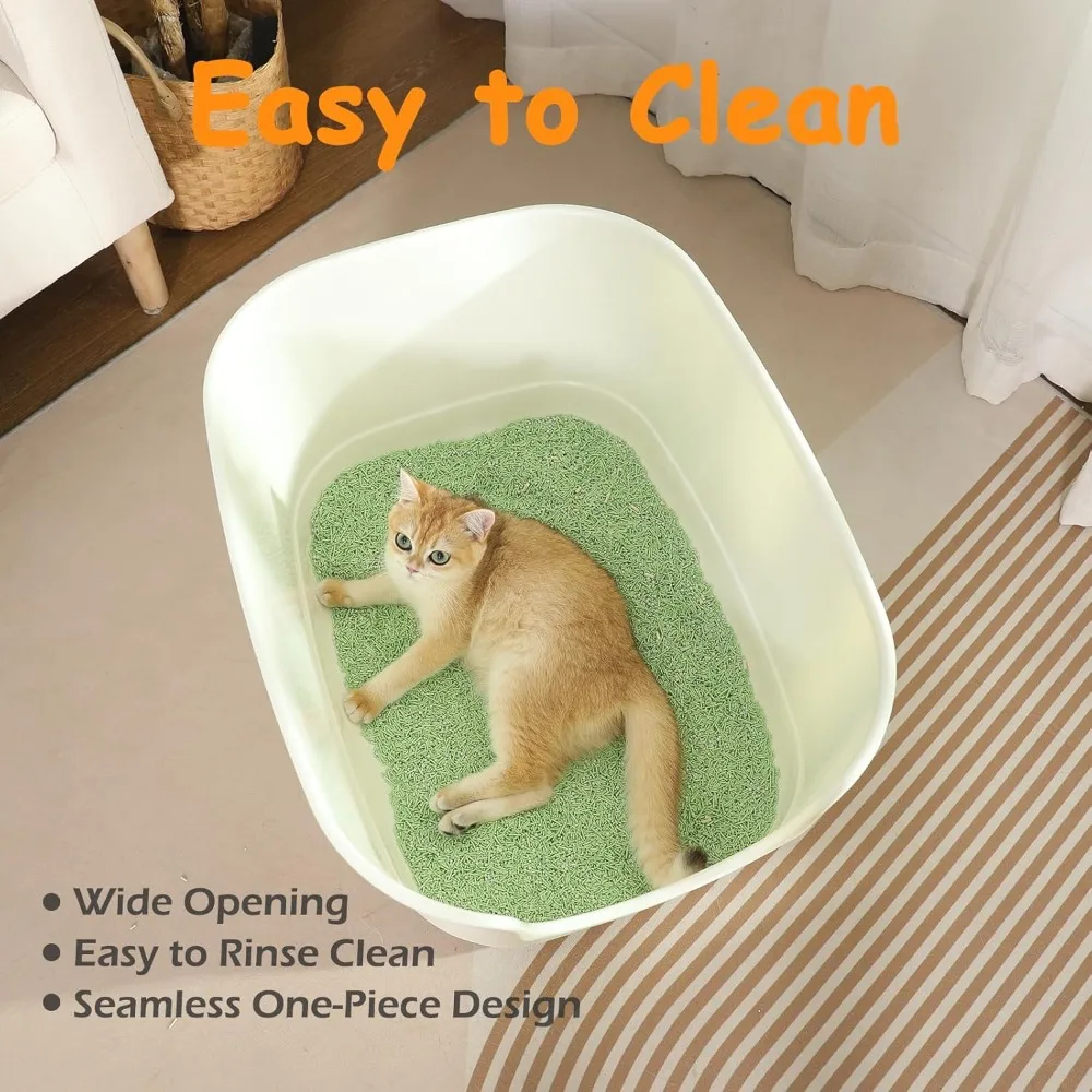 صندوق نفايات كبير جدًا لفترة الفضاء مع جوانب عالية للاستخدام المتعدد للقطط مقاس 24.2 لتر × 16.3 عرض × 12.9 ارتفاع، مقلاة قطط داخلية