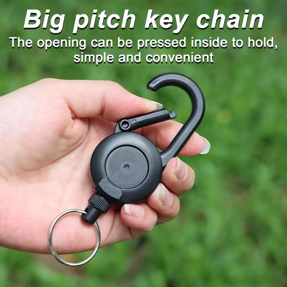 Retractable Keychain With Steel Wire Rope Carabiner Badge Reel Holder Clip Key Ring Camping Climbing Anti-lost Buckle 등반 단추