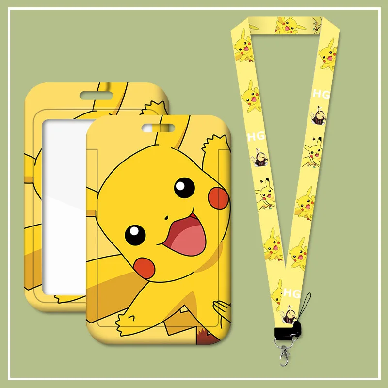 Cartoon Anime Student Pikachu Neck Lanyard Karte Hülse ID Bus U-Bahn Zugang Arbeit Erlaubnis Kinder Kette Schlüssel Halter Abdeckung