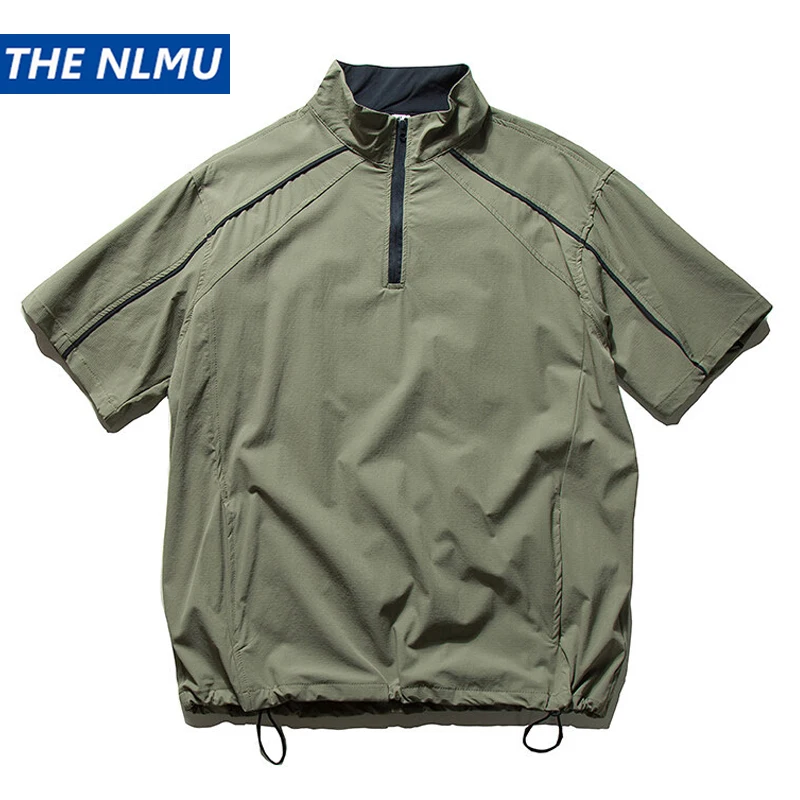 

2026 Summer Half Zip Short Sleeve Shirt Men Streetwear Outdoor Cycling Top Casual Sports Jersey
