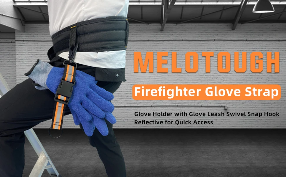 MELOTOUGH Firefighter Glove Strap  Glove Holder with Glove Leash Swivel Snap Hook,Reflective Hi-Vis Lime for Quick Access