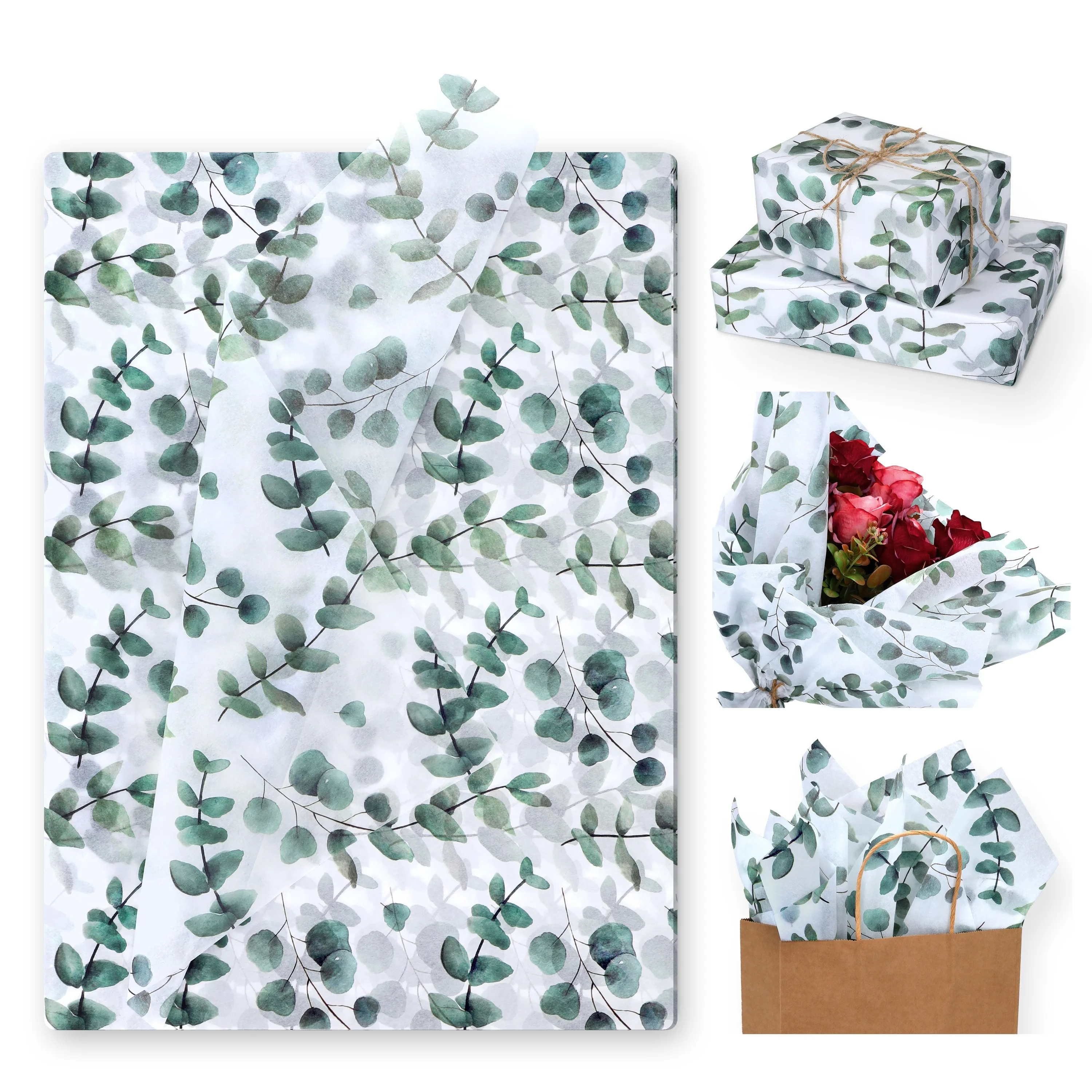 50 Sheets Eucalyptus Tissue Paper Greenery Botanical Gift Wrapping Tissue Boho Herb Decor Spring For Christmas Wrapping Paper