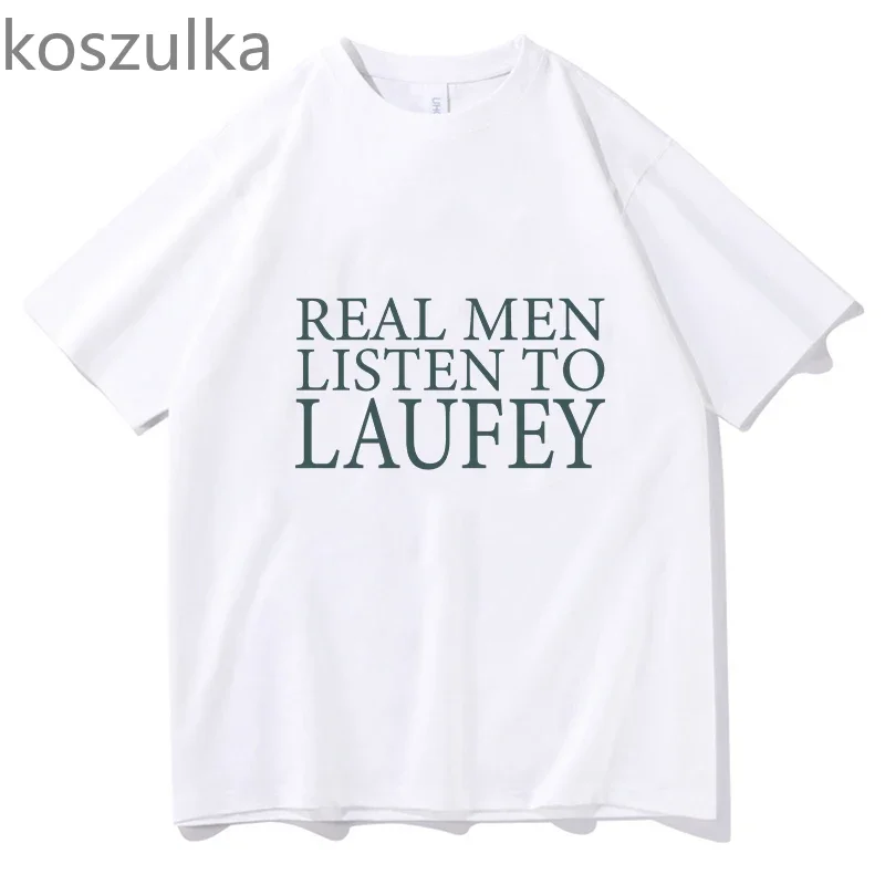 Real Men Listen To Laufey T Shirts Female Male Oversized Clothes Fashion Woman High Quality Pure Cotton Tees Tops Short Sleeve