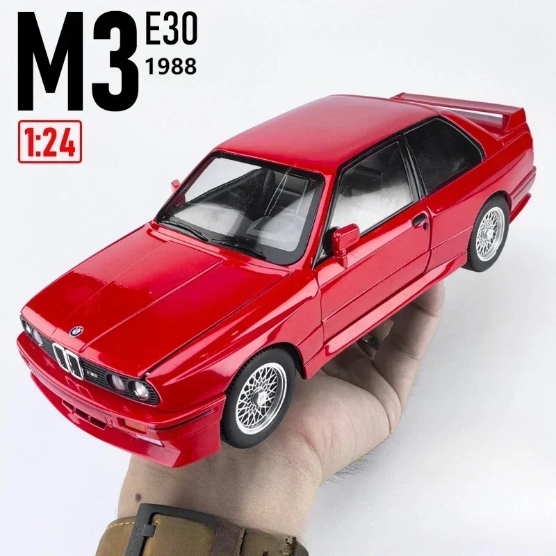 

1:24 1988, модель спортивного автомобиля из сплава BMW M3 E30, литье под давлением, металлическая классическая модель автомобиля, высокая имитация звука и света, детское украшение, подарки