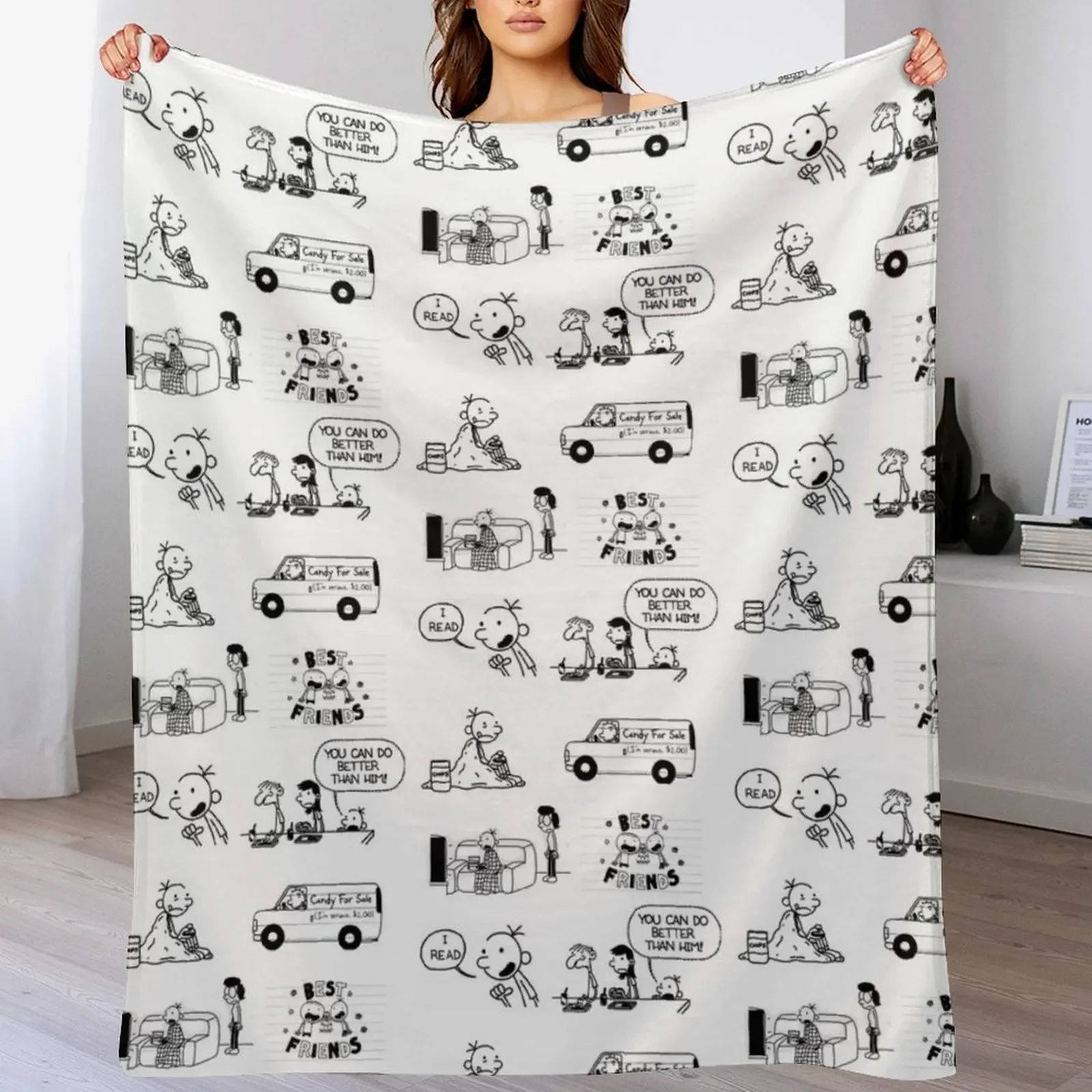 Wimpy Kid Throw Blanket Travel Size Cozy Blanket for Plane Train