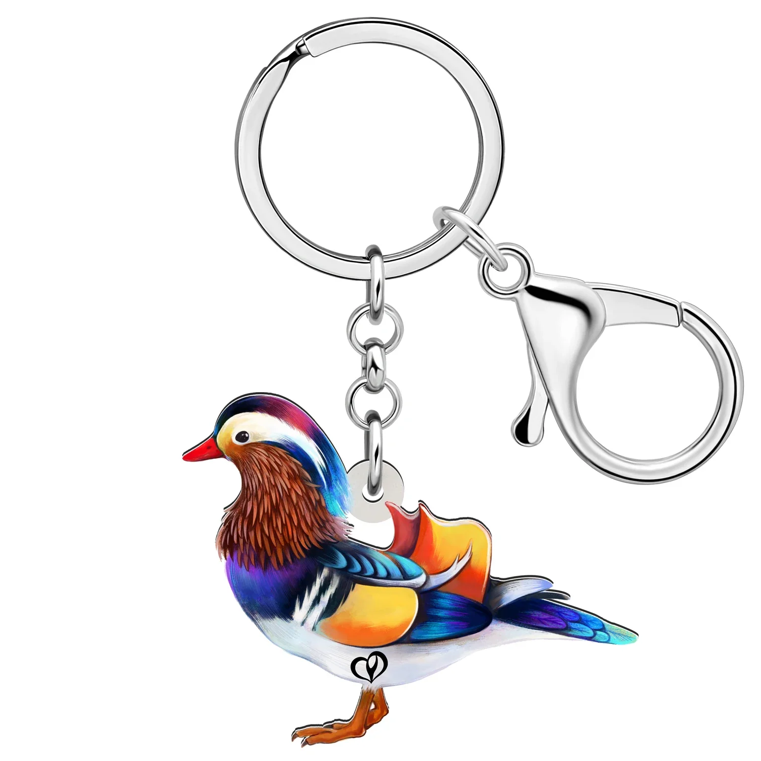 WEVENI Acrylic Blue Mandarin Duck Keychains Key Chain Jewelry Backpack Wallet Key Accessories Gifts For Women Girls Kids