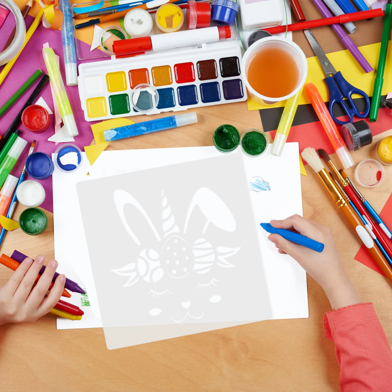 

8 Sheets Easter Plastic Painting Stencils Reusable Hollow Templates DIY Craft Decoration Easter Stencils