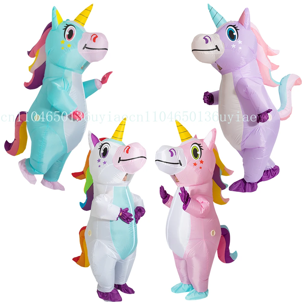 

anime Inflatable Unicorn Costume Pink Full Body Unicorn Cosplay Costumes with Blower Funny Party Halloween Costume for Adult
