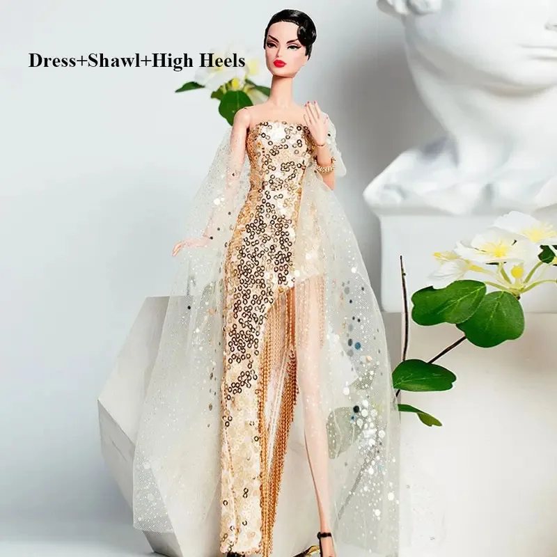 New European Lace Golden Dress Set DIY Fashion Wedding Dresses 6 Styles Doll Clothes Accessories for 30cm BJD Doll