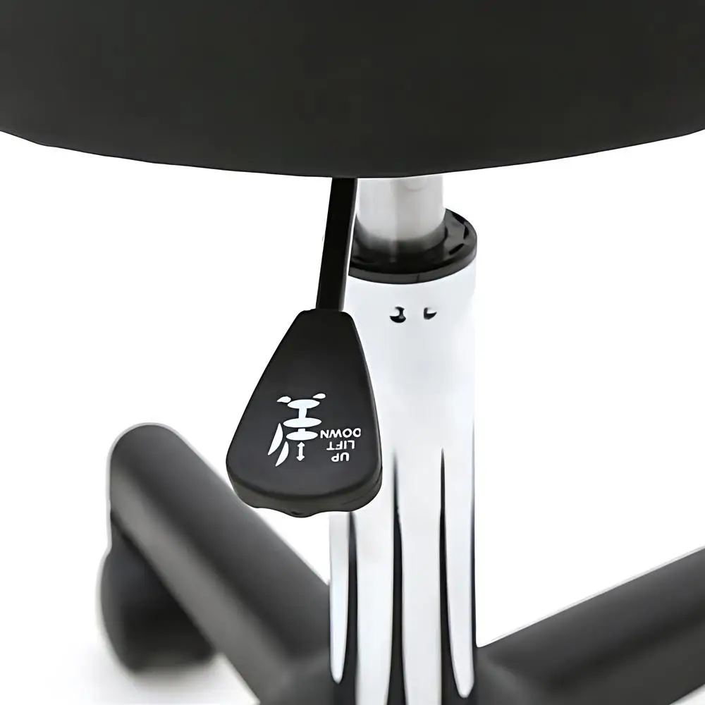 PU Leather Round Stool Rotation Chair Bar Stool with Back Star-shaped base Height Adjustment For Spa Tattoo Salon Office, Black