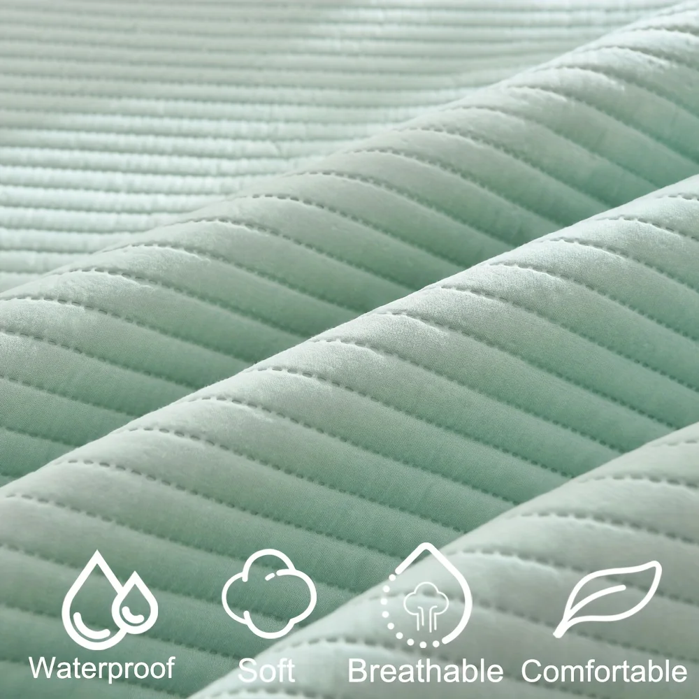 1pc Striped Waterproof Mattress Protector, Comfortable Mattress Cover, Soft and Breathable  for Single/Double Beds