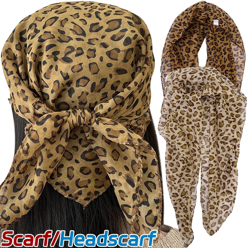 Y2k Leopard Print Scarf Women Portable Elegant Scarves Spice Girls Enhance Aesthetic Appeal Neckerchief Long Duration Scarf