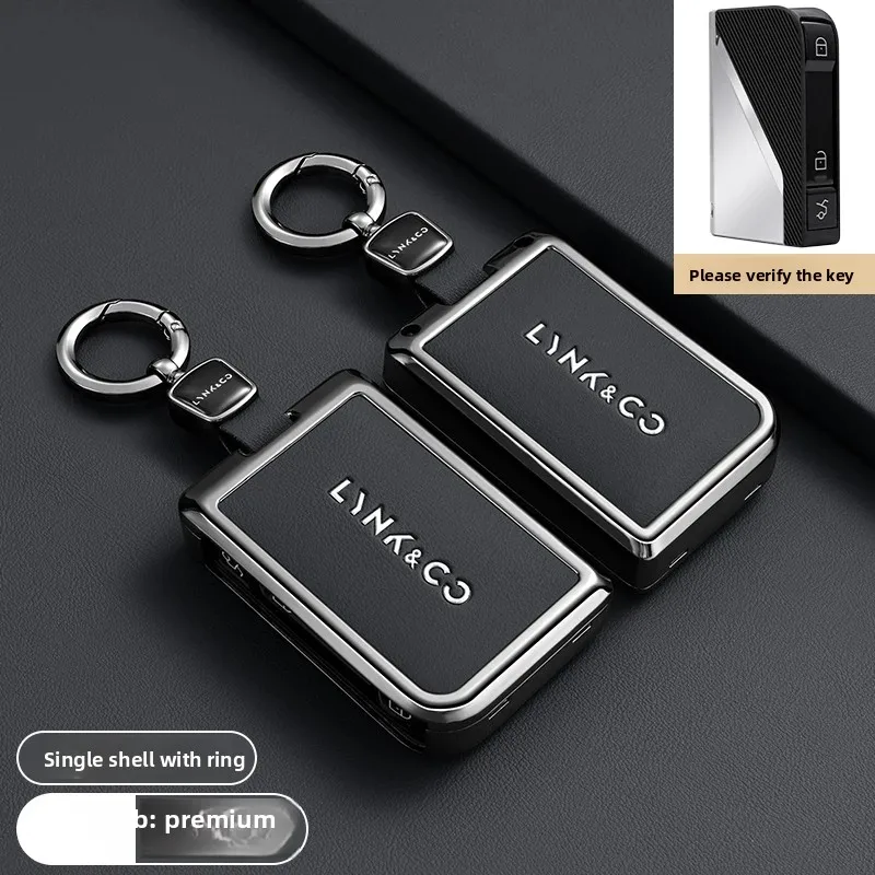 Car Zinc Alloy Leather Key Case Cover Holder Chain For LYNK&CO 01 02 03 05 07 09 EMP LYNKCO 06 Lyikco Interior Accessories