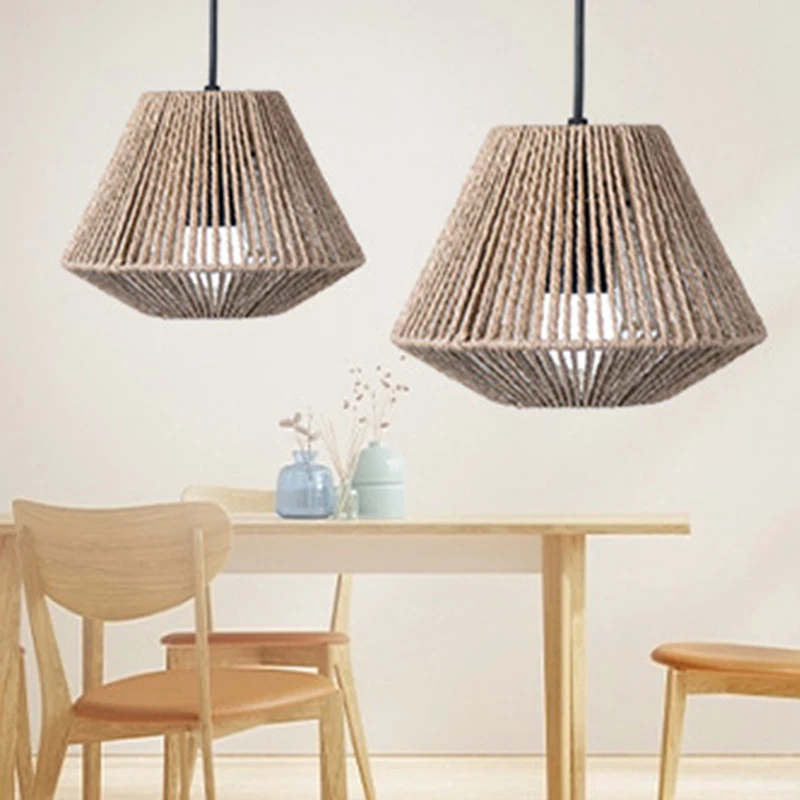 Boho intrecciato a mano in Rattan paralume lampadario copertura della luce paralume per ristorante lampade a sospensione paralumi accessori per