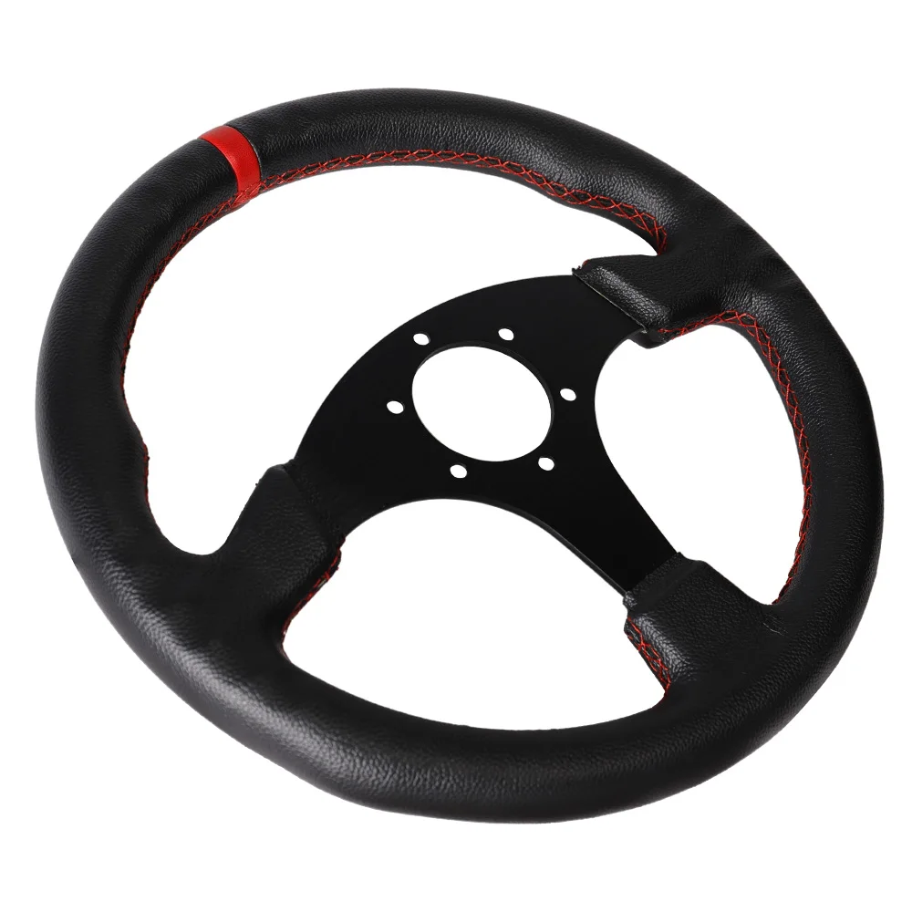 330mm/13 Inch Flat Steering Wheel Aluminium+PVC Drift Simulation Racing Game Steering Wheel Universal