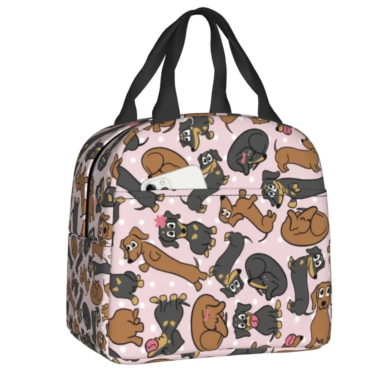 

Custom Cute Dachshund Cuties Lunch Bag Women Cooler Warm Insulated Lunch Boxes for Kids School