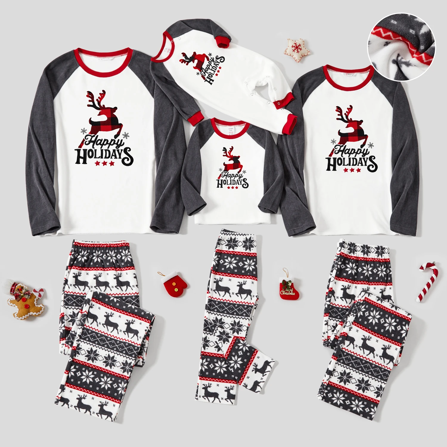 

PatPat Christmas Reindeer and Letter Print Family Matching Fleece Pajamas Sets (Flame Resistant)