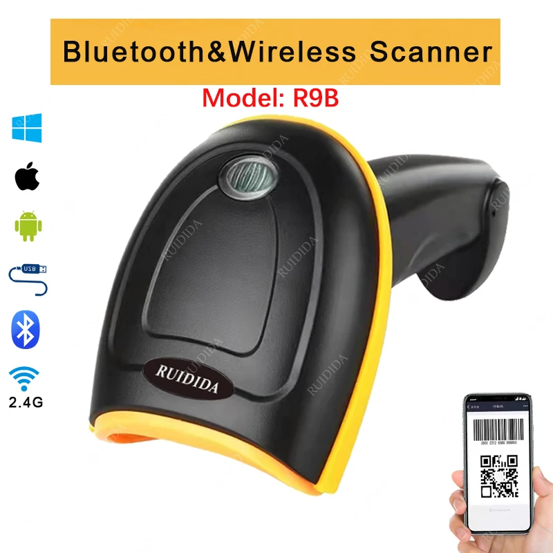 

2D беспроводной сканер штрих-кода Bluetooth 2d сканер ручной считыватель QR-кода qr беспроводной Bluetooth сканер для супермаркета магазина