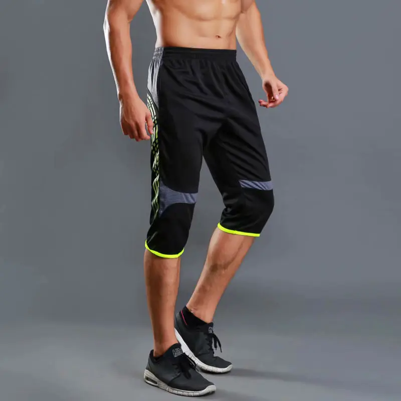 Pantalones cortos deportivos a rayas para hombre, Shorts transpirables de secado rápido, talla grande