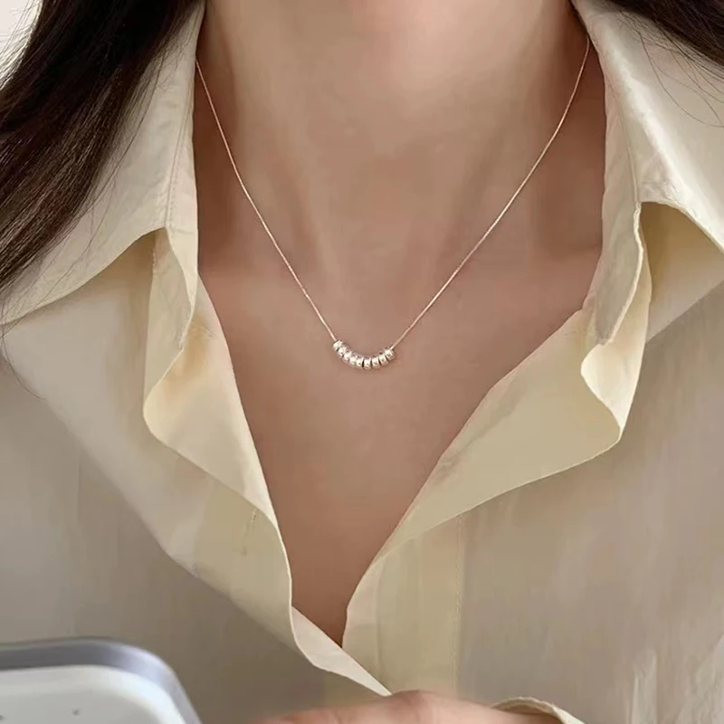 925 Sterling Silver Geometric Shape Necklace Exquisite Charming Woman Pendant Clavicle Chain Birthday Gift Boutique Jewelry