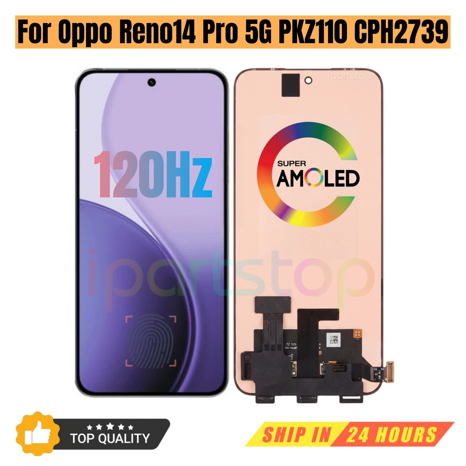 iParts Replacement New Display for Oppo Reno 14 Pro 5G PKZ110 CPH2739 120Hz AMOLED Touch Screen Digitizer Assembly OEM Tested
