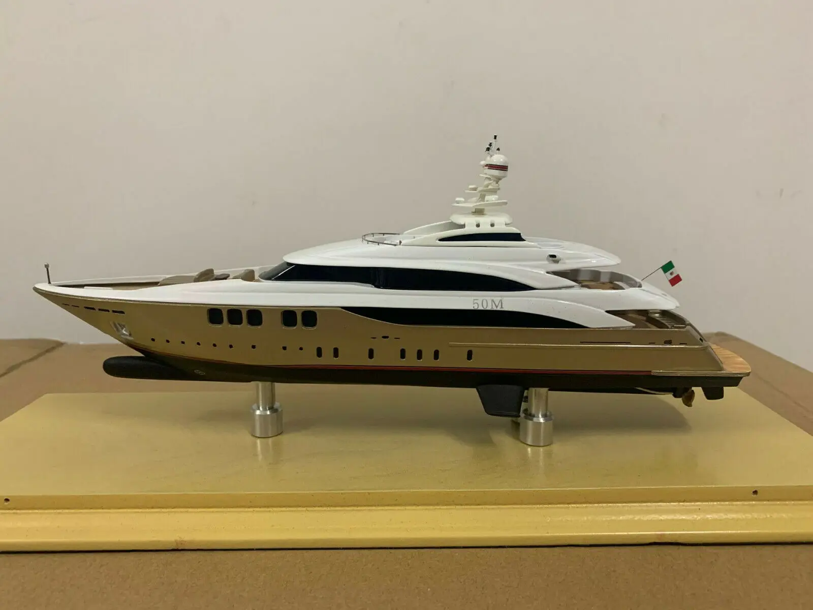 Handcrafted 50M Yacht Boat Model 1/160 Scale Resin Model Gold Color