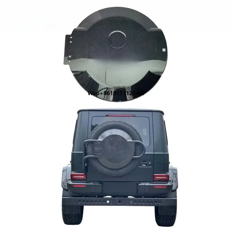 G Class W464 W463A 4x4 Full Set Dry Carbon Fiber White Spare Tire Carrier with Screw Installation 2019- 20' Tire Cover