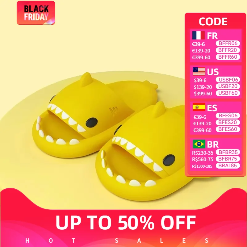 

Cute Shark Slippers Soft Beach Cloud Platform Women Indoor Slides Bathroom Summer Mules EVA Shoes for Men