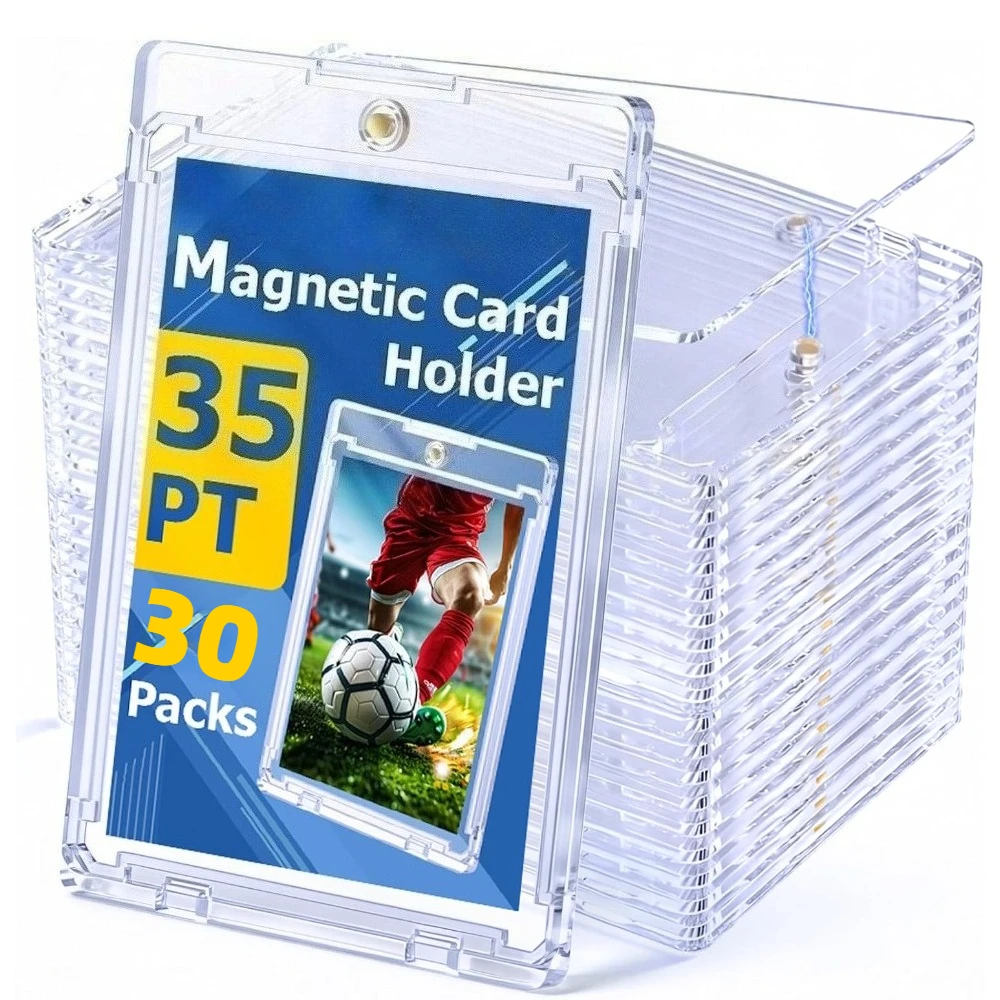 35PT Magnetic Card Holder Trading Card Protector UV Protection Secure Magnetic Closure Clear Display Case for Sport Games Cards