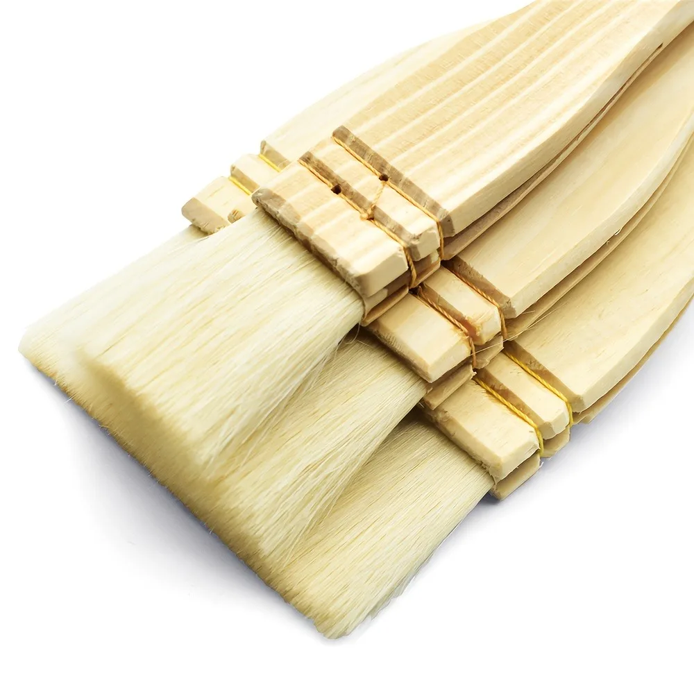 3pcs Flat Hake Wool Brush Set - Ideal for Watercolor, Oil, Glaze, and Household Cleaning - Artist Quality Wash Brushes for Potte