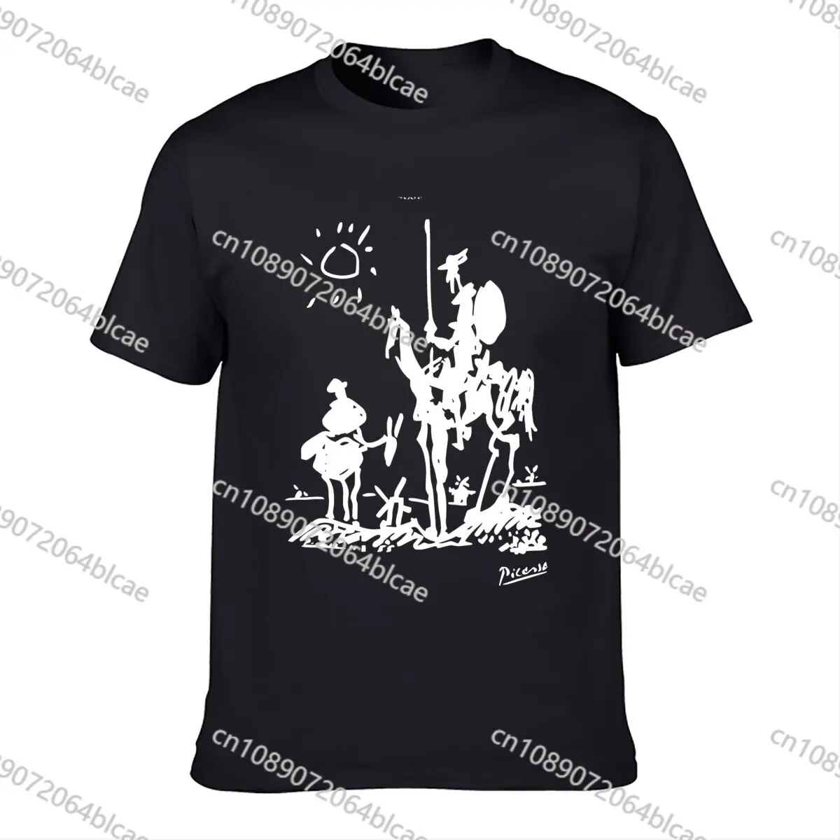 

Новая черная футболка мужская Don Quixote Artwork футболка больших размеров футболка для мальчика мужские однотонные футболки