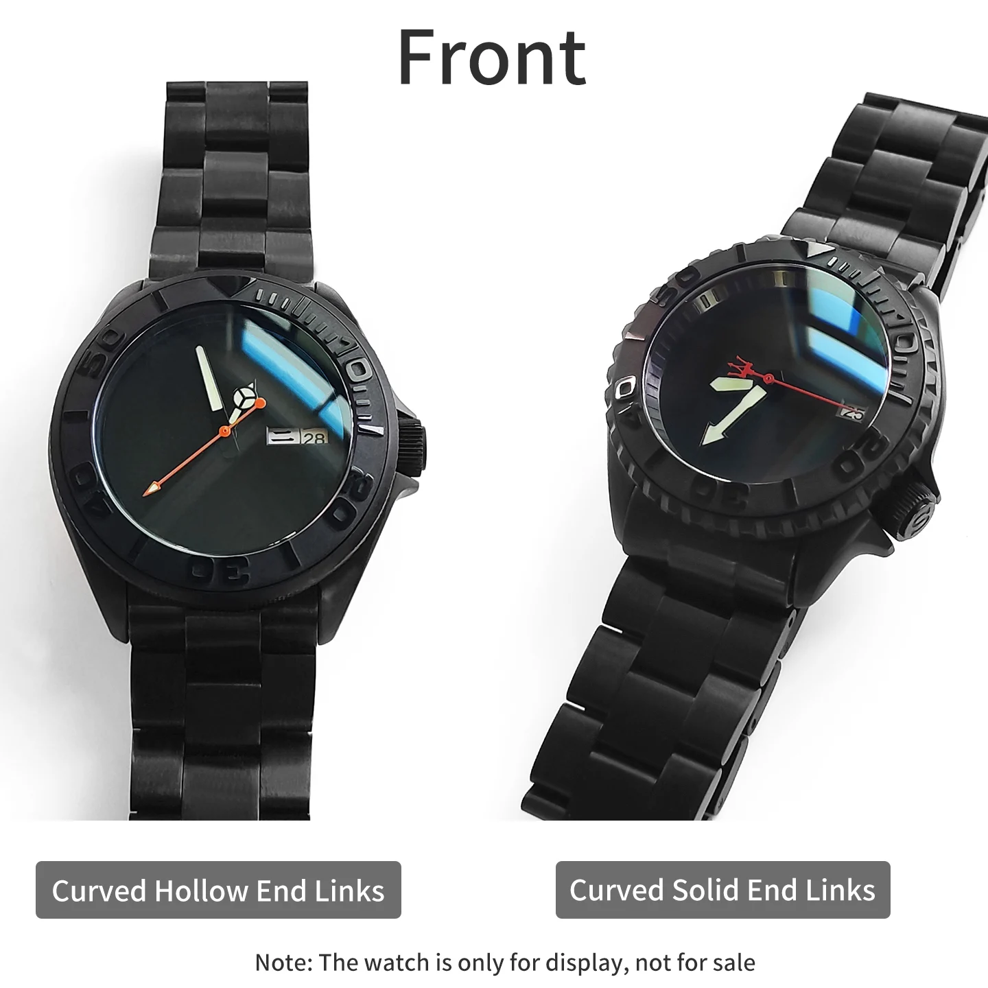 22mm Uhrenarmband für SKX007 Taucheruhr, Edelstahl, gebürstet, gebogen, mit massiven/hohlen Endgliedern, Uhrenband-Zubehör – Detail 6
