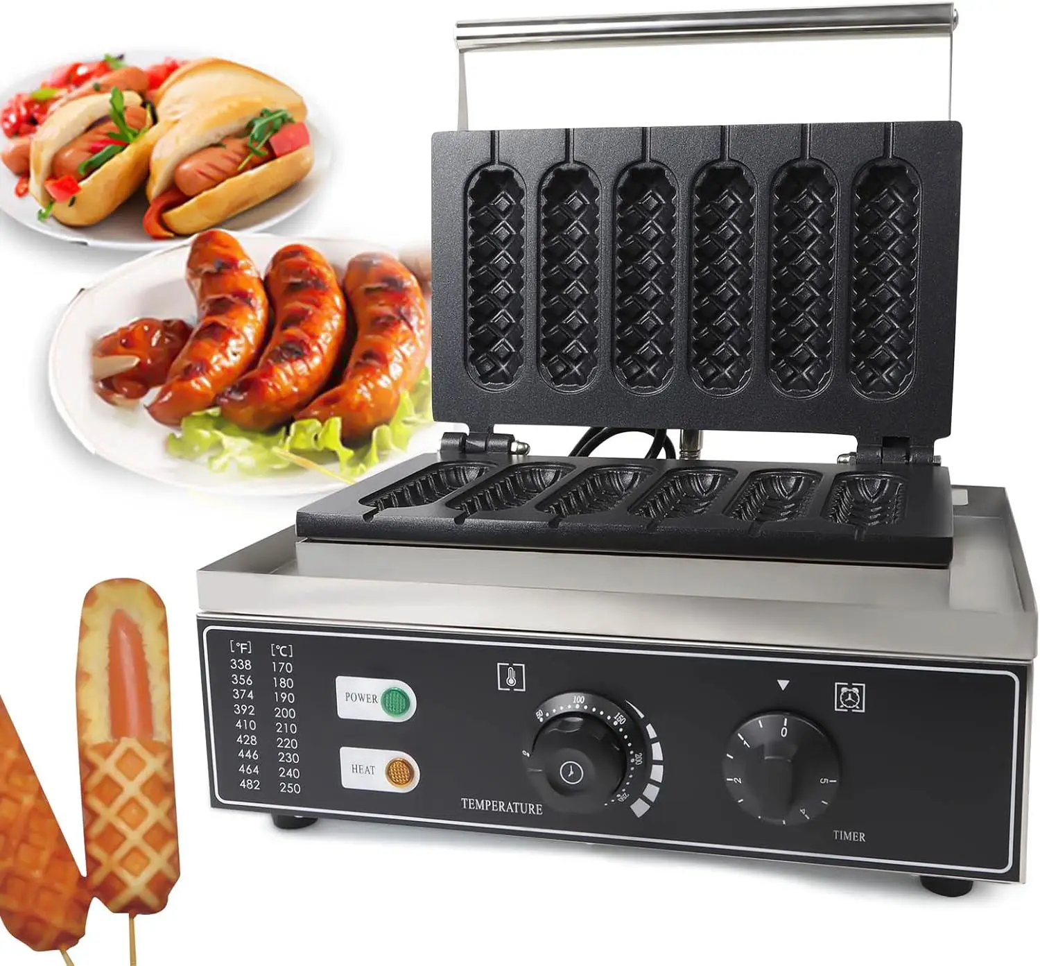 Waffle Maker Hot Dog Machine, Nonstick Sausage Hot Dog Bake Machine Hot Dog Cheese Stick Press Iron