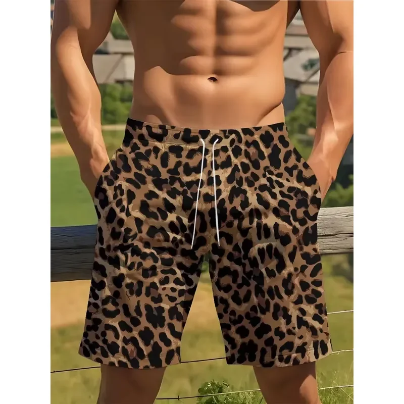 3D Print Men Women Sports Breathable Beach Shorts Leopard Pattern Fashion Personality Casual Quick Dry Summer Large Size