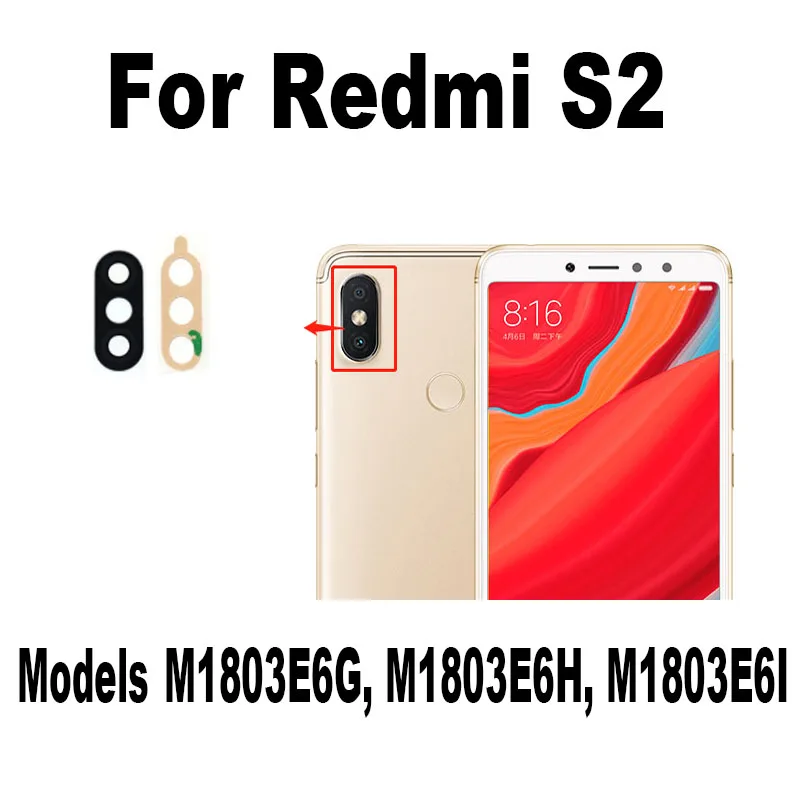 New Back Camera Glass For Xiaomi Redmi S2 Rear Lens With Glue Sticker Adhesive M1803E6G M1803E6H M1803E6I