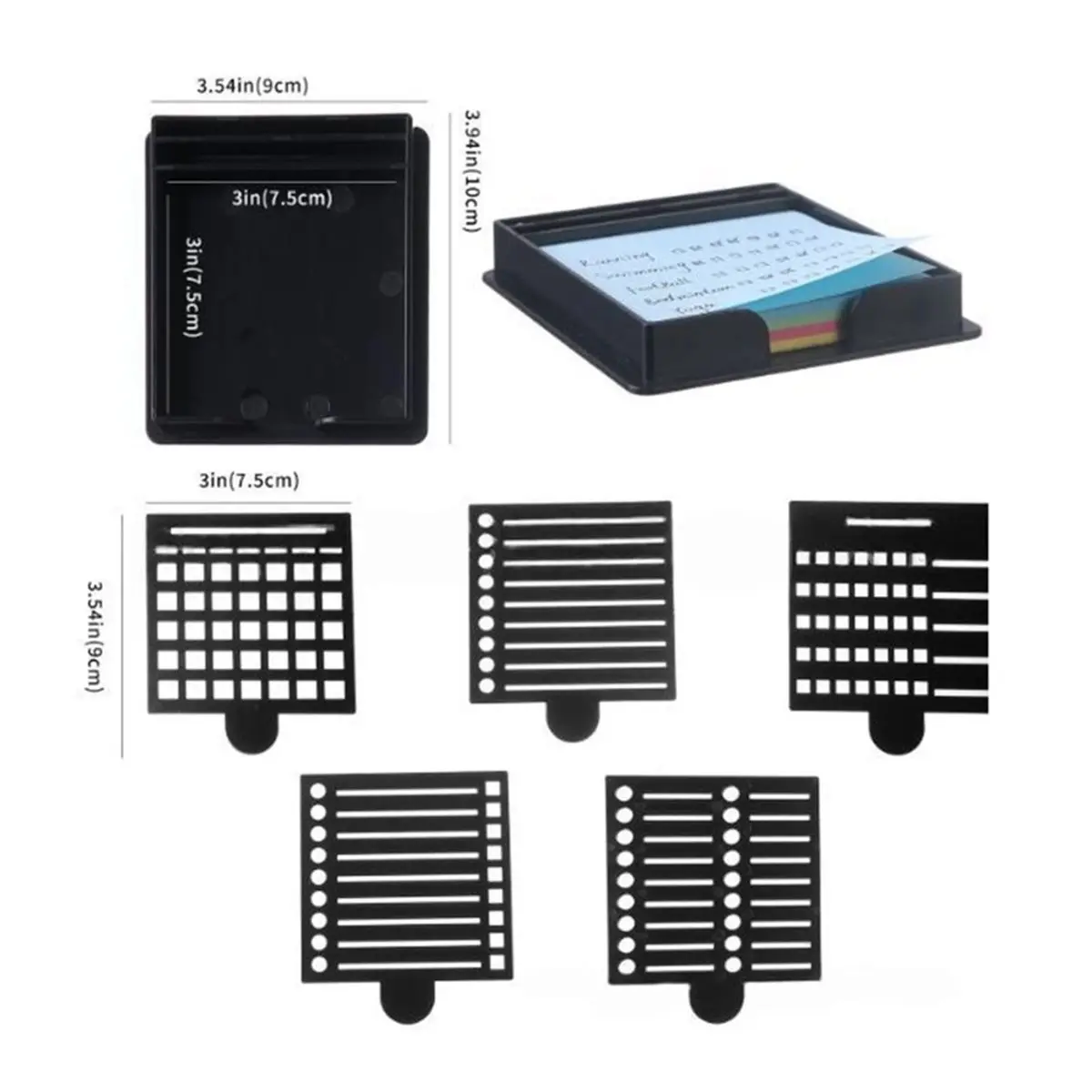 Sticky Note Stencil and Holder with Five Templates,Reusable Dispenser for to-Do Lists, Home and Offices with Sticky Note
