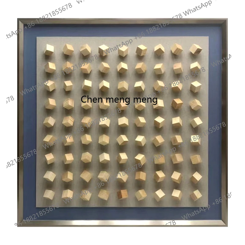 

Wabi-sabi wind living room abstract relief decorative painting, entrance creative wooden block physical installation painting