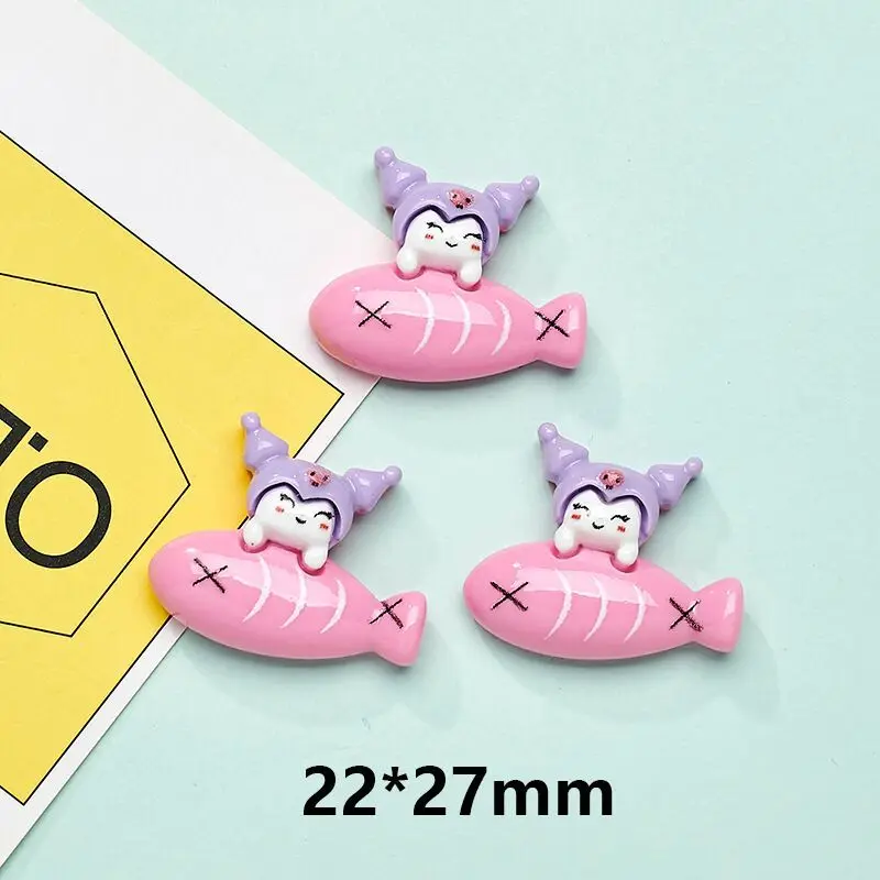 100개 귀여운 만화 산리오 멜로디 쿠로미 시리즈 레진 플랫백 스크랩북 공예 DIY 귀걸이 헤어 액세서리