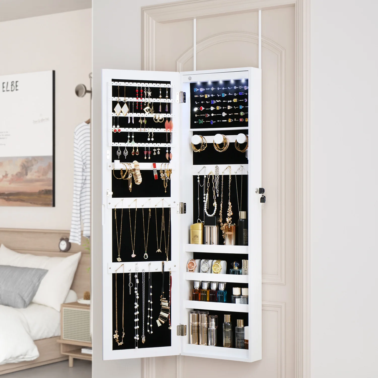 Body Jewelry Manufacturers - Jewelry cabinet storage mirror cabinet bedroom