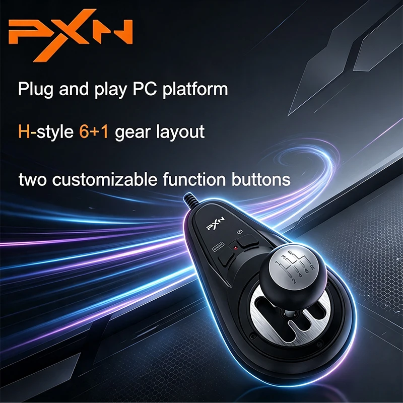 XN-A7 Racing Gear Shifter, H-Pattern 6+1 Speed with Push Reverse, Plug & Play Multi-Interface
