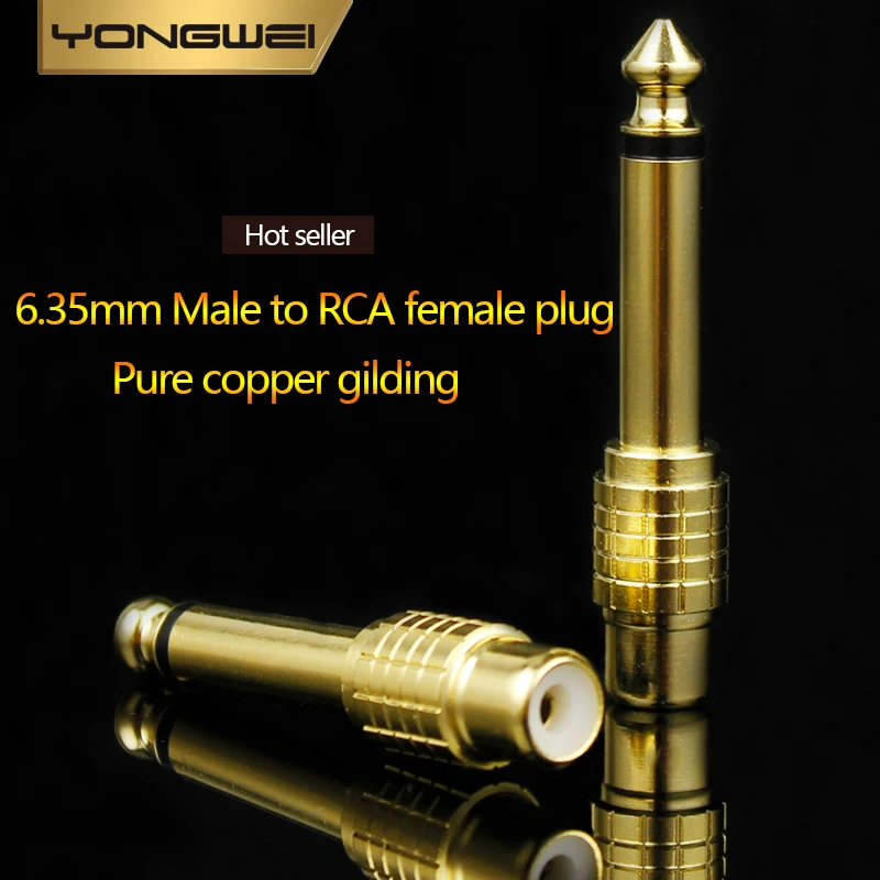 YONGWEI Gold Plated RCA Female to 6.35mm 1/4 inch Male Mono TS Interconnect Audio Adapter Conversion Plug RCA to 1/4 Adapter