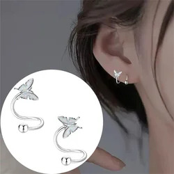 1pcs Cute Stainless Steel Spiral Butterfly Stud Earrings,Hypoallergenic Daith Tragus Helix Ear Cartilage Piercing Jewelry