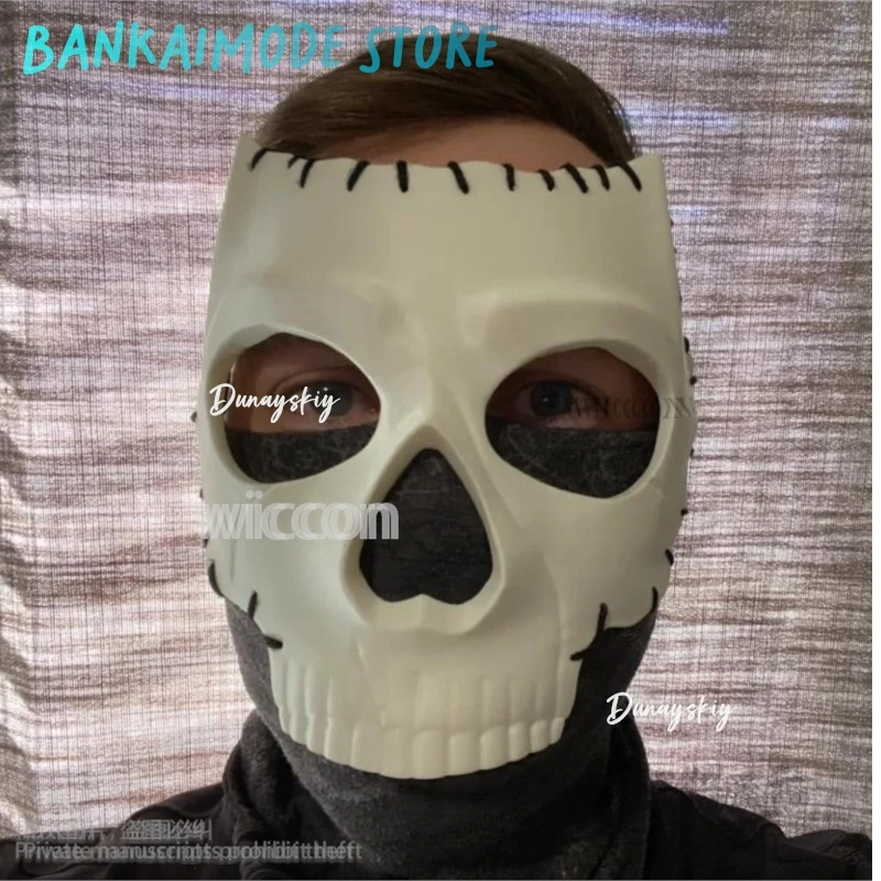 فروي جيراي كي كوس نداء اللعبة Dutyy زي ثلاثية الأبعاد حمض البوليلاكتيك الجمجمة شبح قناع الرعب هالوين حفلة عيد الميلاد كوسبف