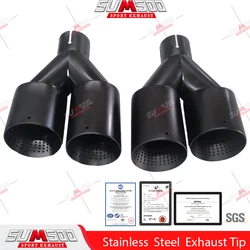 1Pcs Double Matte black  Stainless Steel Car Muffler  Exhaust Tip System Pipe Universal Exhaust Tip U Type GTI MK7 Golf7 Nozzle